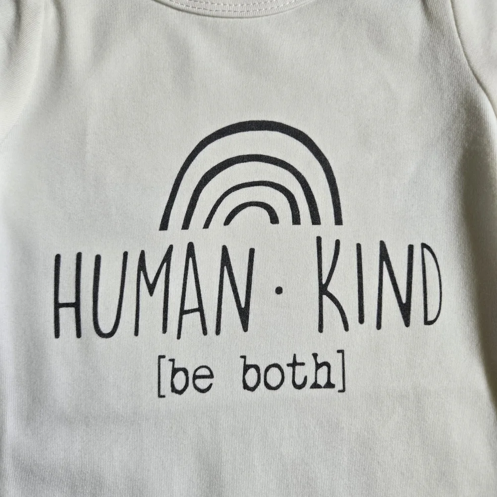 Baby Boy Girl Kindness Rainbow White Onesie Neutral Long Sleeve Cotton Bodysuit